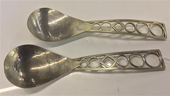 Pair of George III Scottish silver sauce ladles